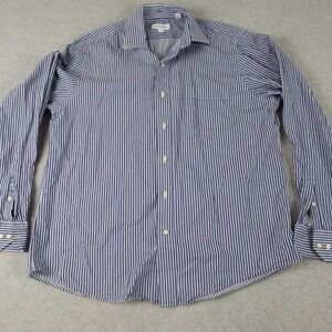 Tommy Bahama Shirt Mens 16.5 36/37 Dress Pocket Button Blue Striped Long Sleeve